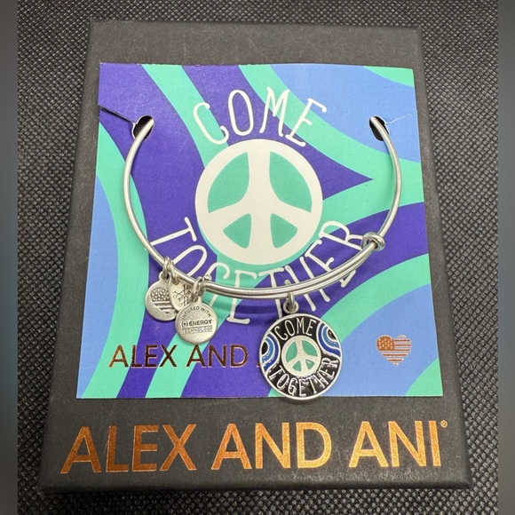 💙ALEX AND ANI💙Come Together Charm Bangle in Rafaelian Silver w/Gift Box/NWOT - Picture 3 of 6